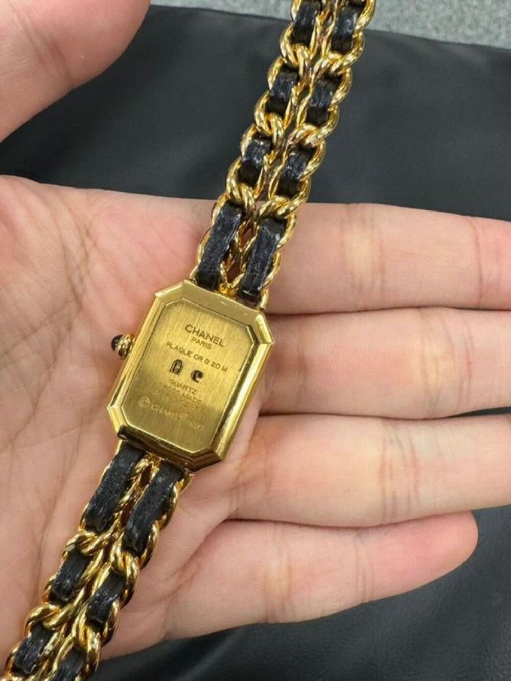 Chanel Premier M /black Leather Cut Glass Bracelet - Picture 7 of 12